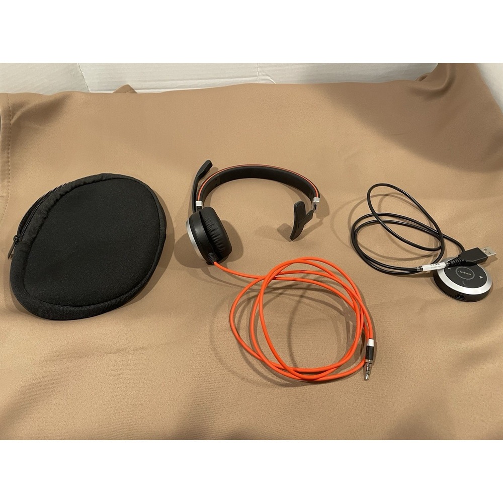 Jabra Evolve 40 Mono Headset HSC017 USB Controller ENC010 + Case Unused